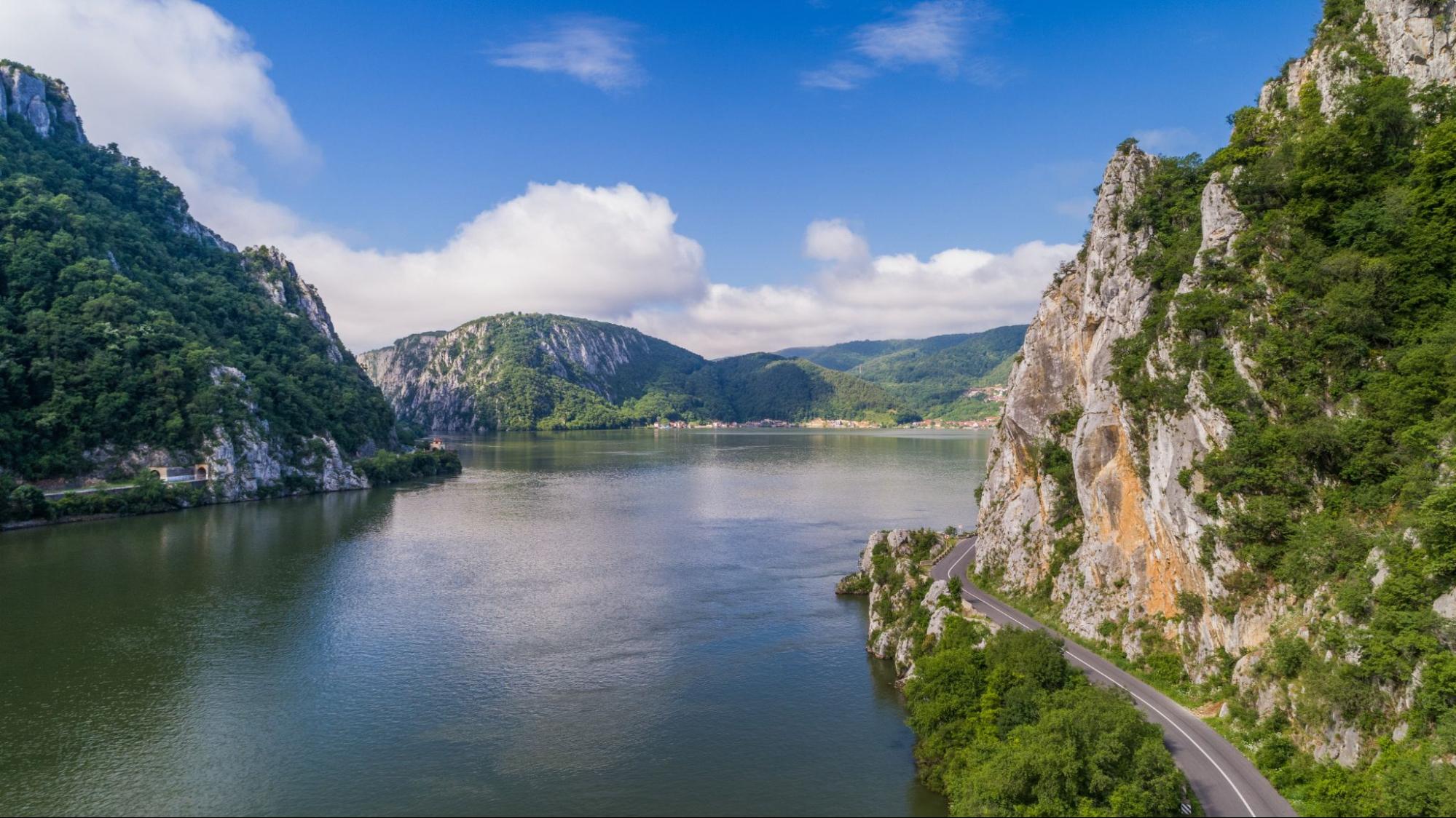 landscape in the Danube Gorges. Cazanele Mari seen from the Romanian side