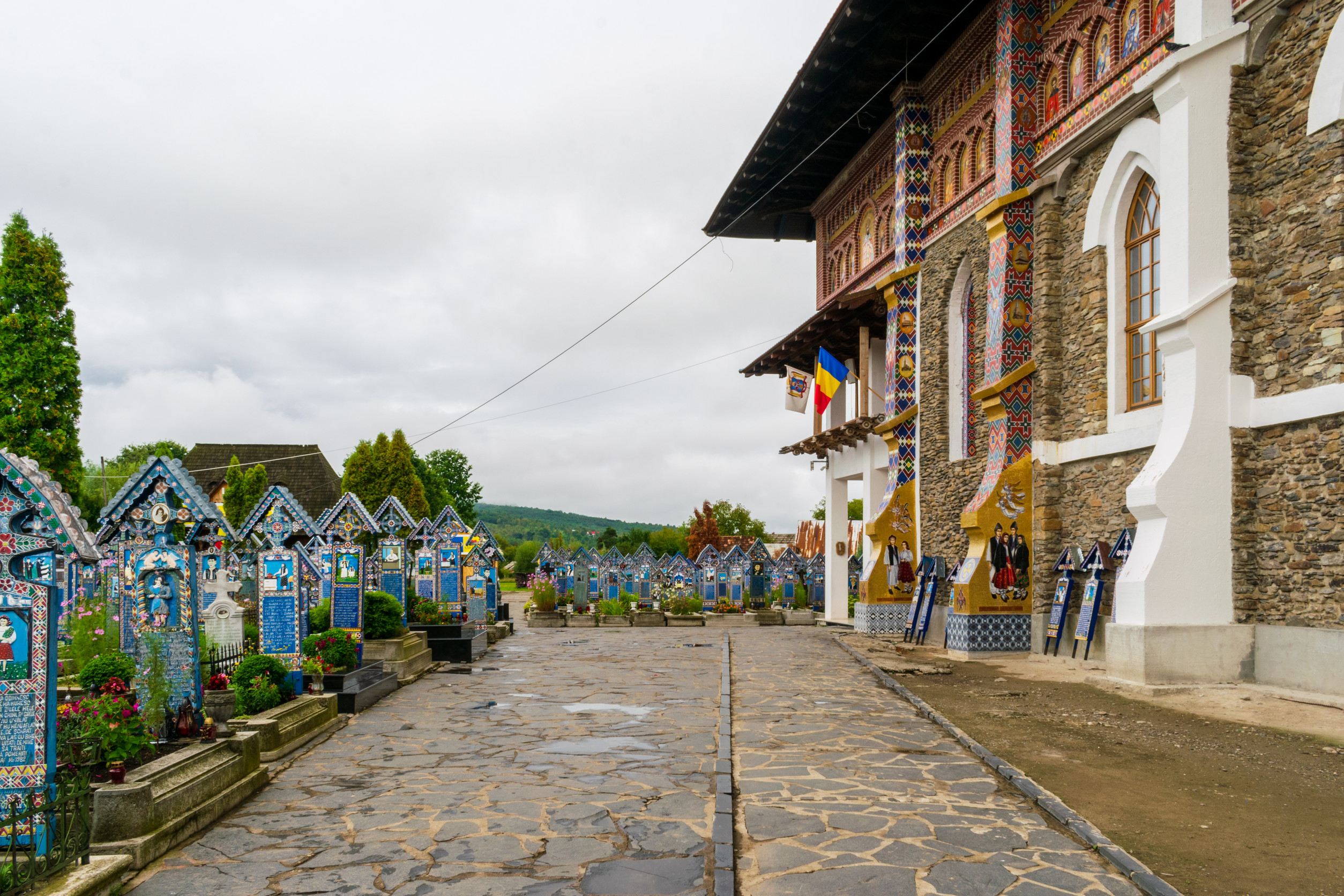 The graves in Famous Merry (Joy) Cemetery. Sapanta, Romania