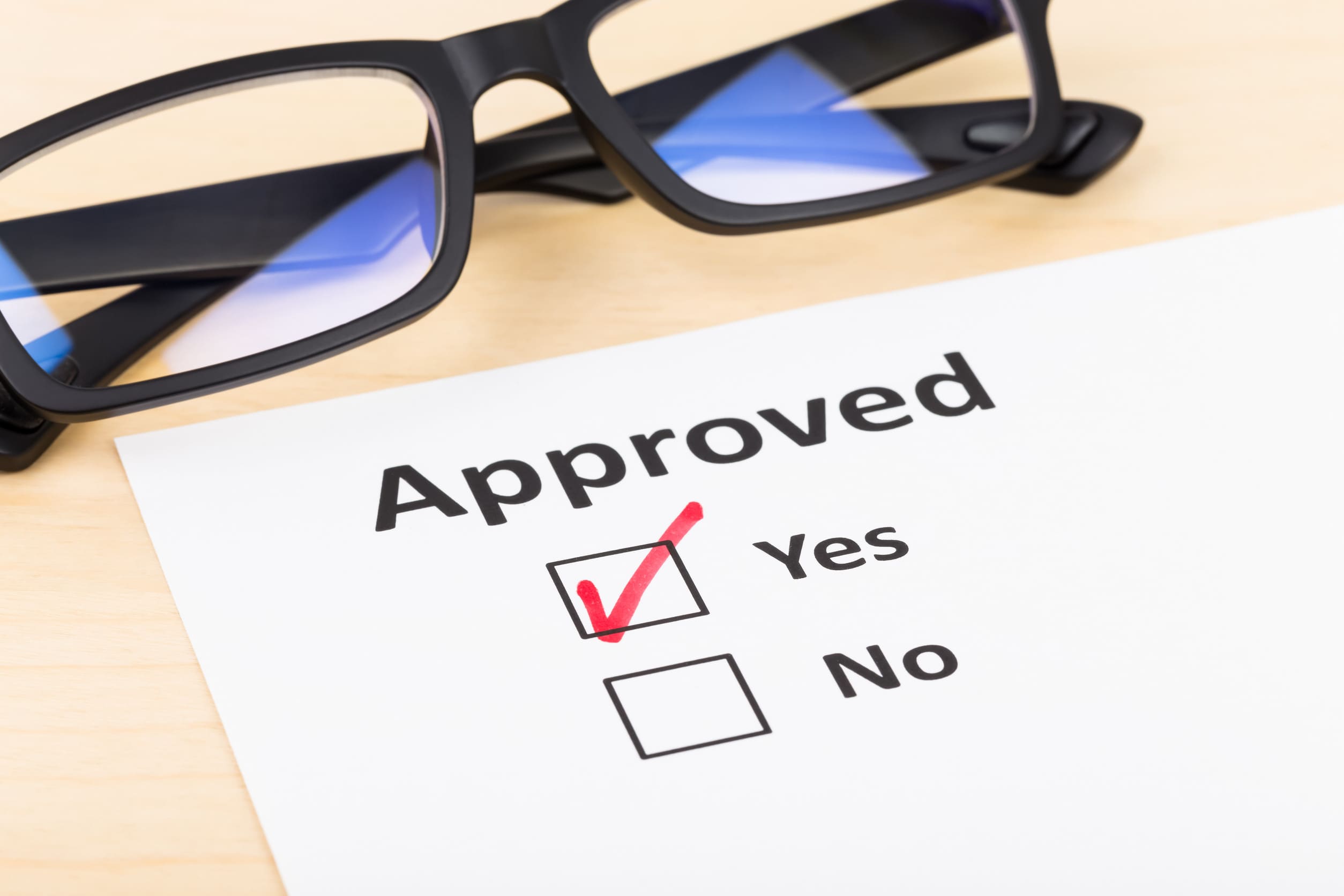 Approved Check Box With Glasses