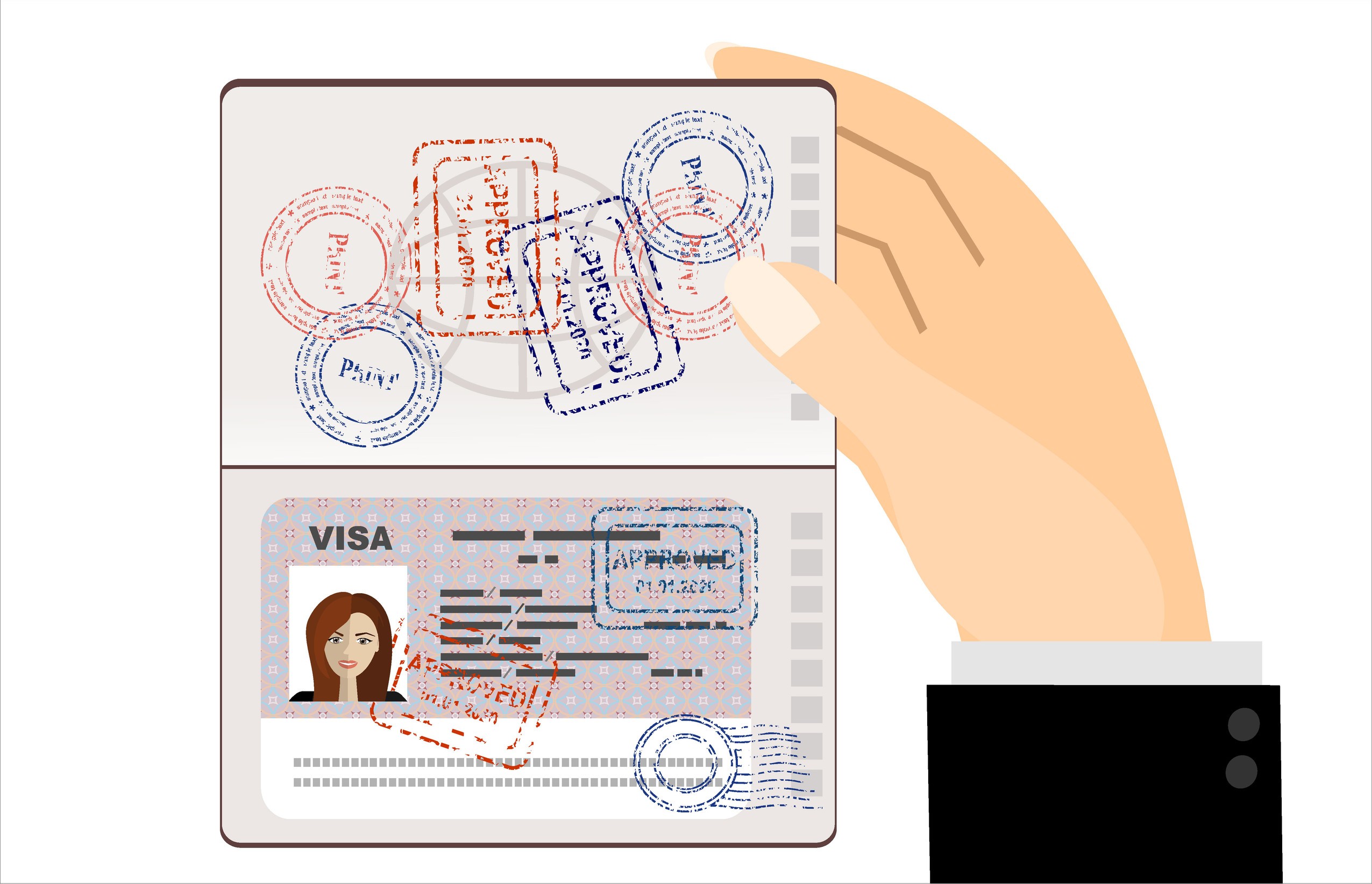 Visa Stamp Passport Vector Illustration In Flat