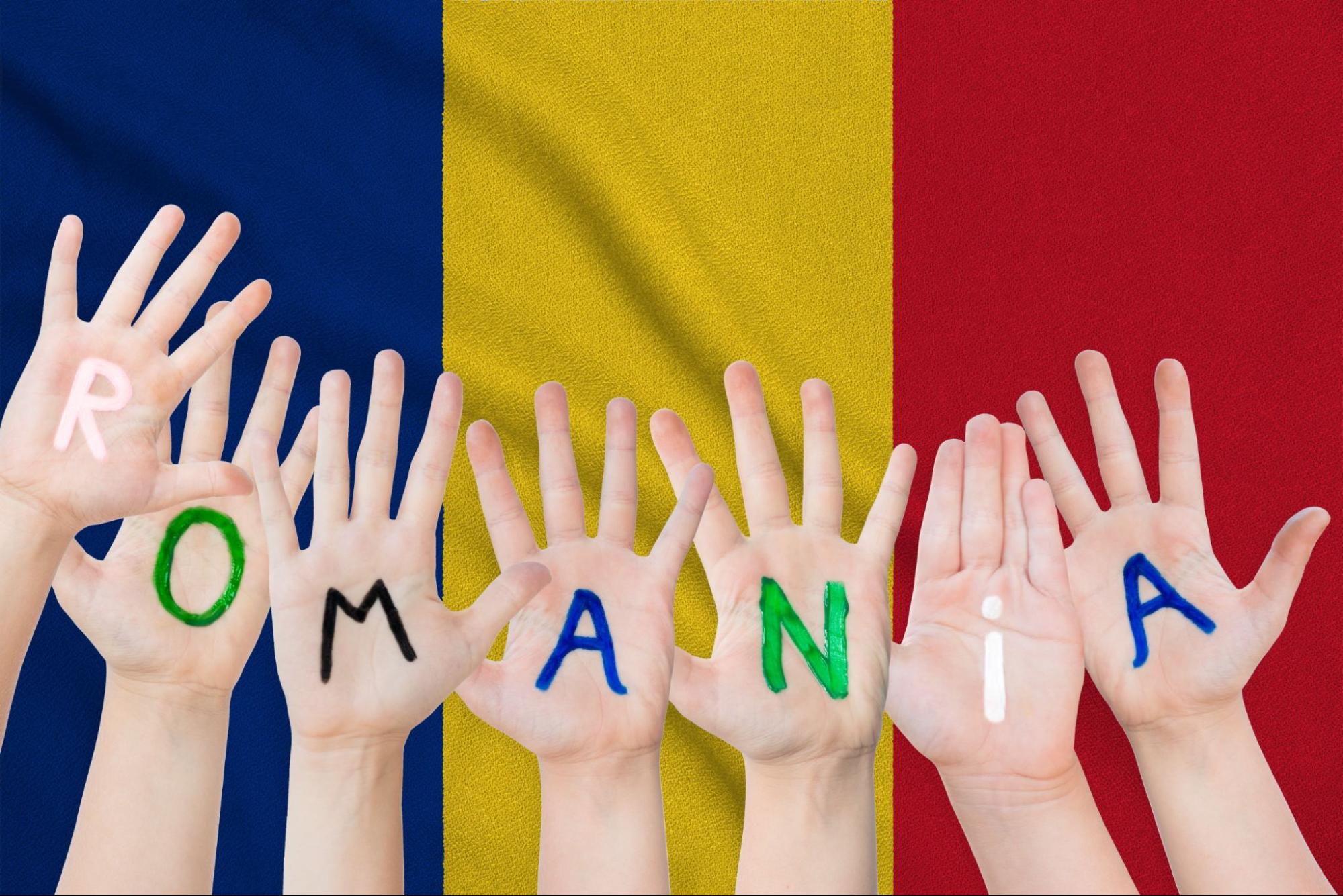 Romania inscription on the children